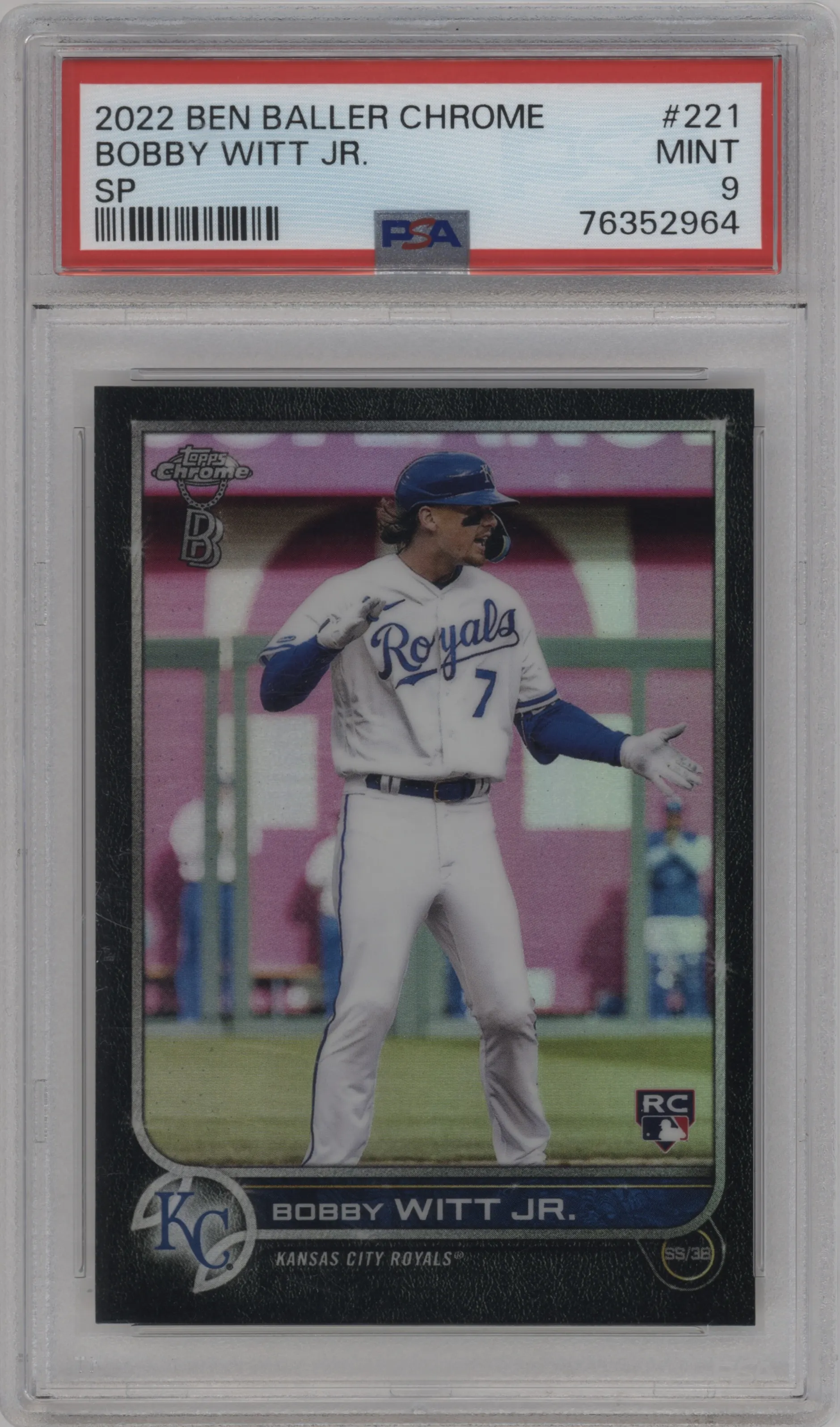 2022 Topps Chrome Ben Baller SP Bobby Witt Jr. #221 PSA 9