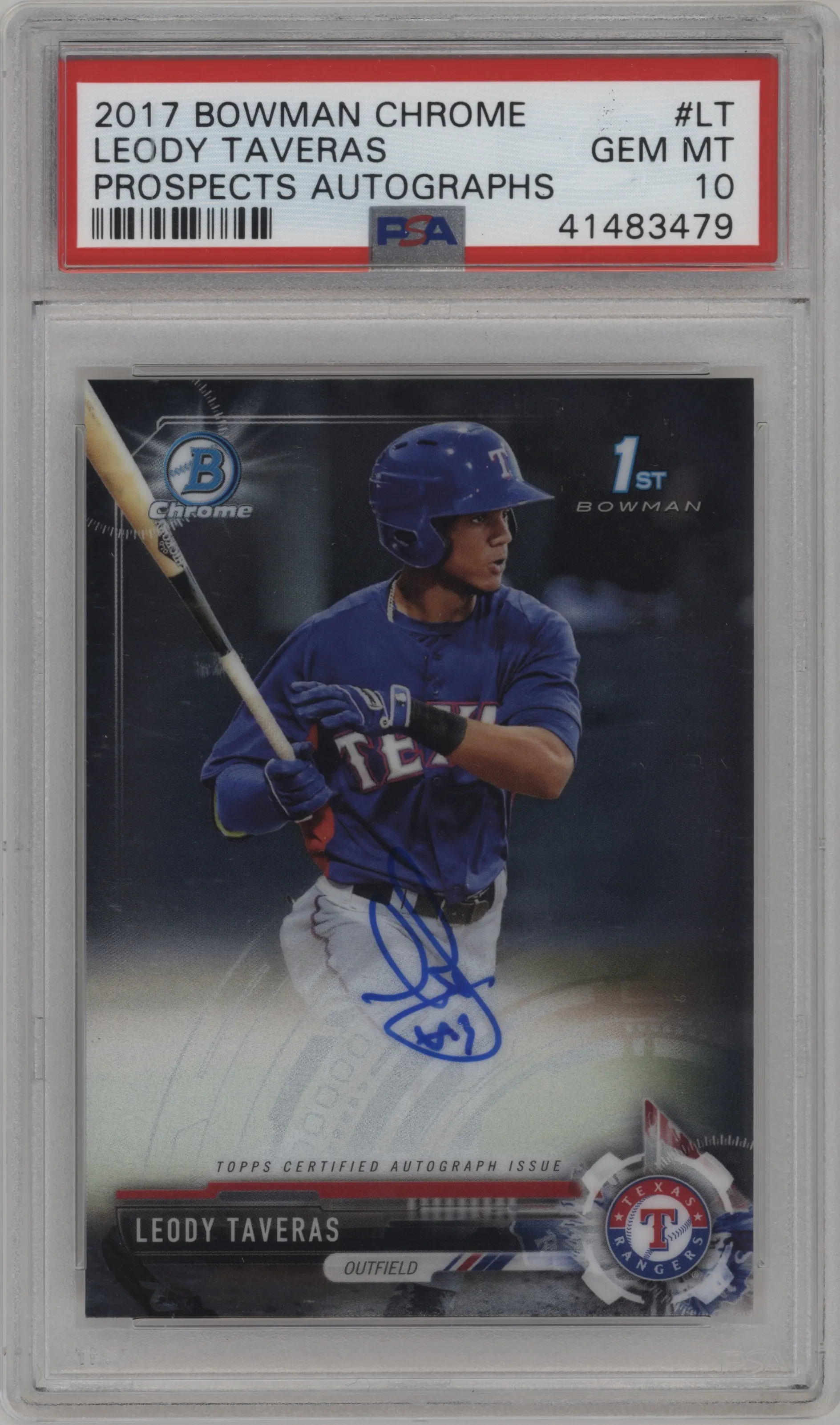 2017 Bowman Chrome Chr.Pros.Auto Leody Taveras PSA 10