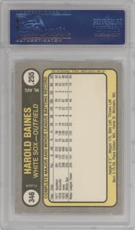 Harold Baines from the 1981 Fleer set graded by PSA and given an overall grade of 10.