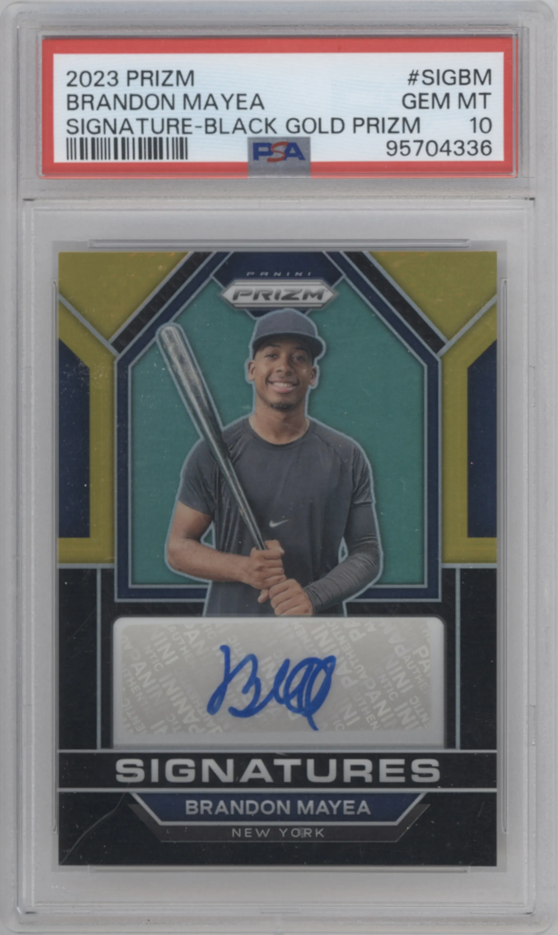 2023 Panini Prizm Sig. Brandon Mayea Black Gold Prizm PSA 10