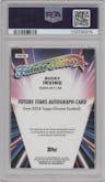 Bucky Irving from the 2024 Topps Chrome set graded by PSA and given an overall grade of 9.