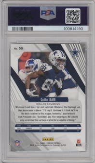 CeeDee Lamb from the 2023 Panini Phoenix set featuring a Dream Weaver parallel graded by PSA and given an overall grade of 9.