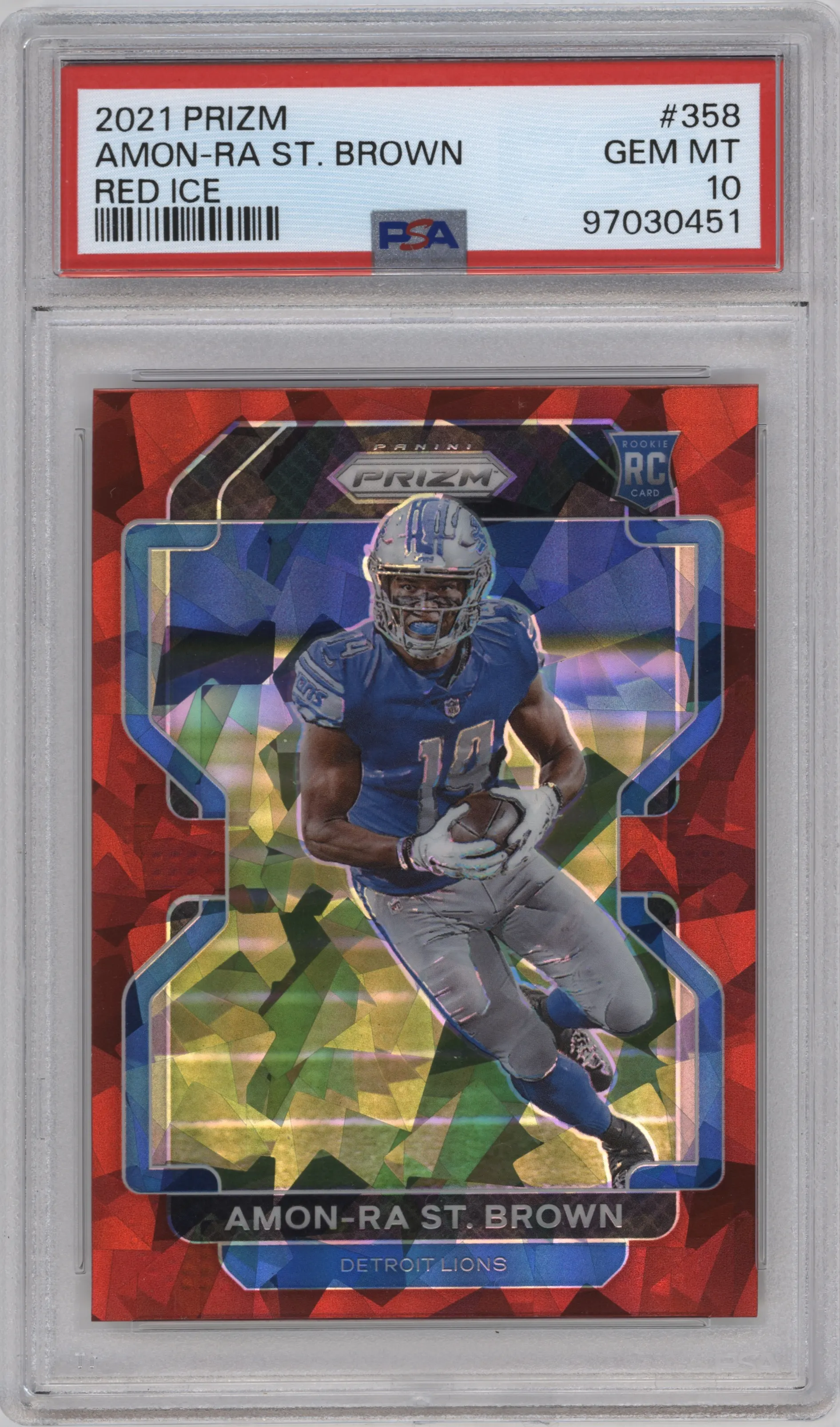 2021 Panini Prizm Amon-Ra St. Brown Red Ice #358 PSA 10