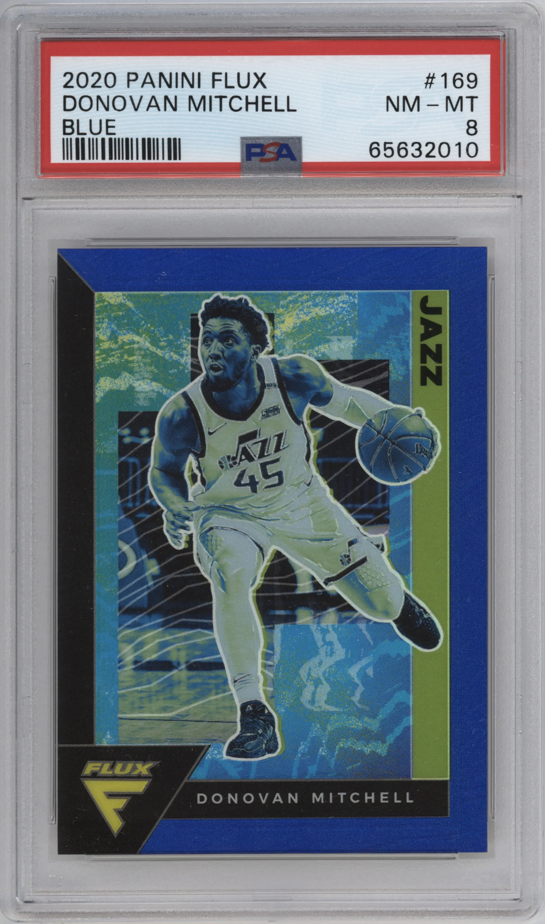 2020 Panini Flux Donovan Mitchell Blue PSA 8