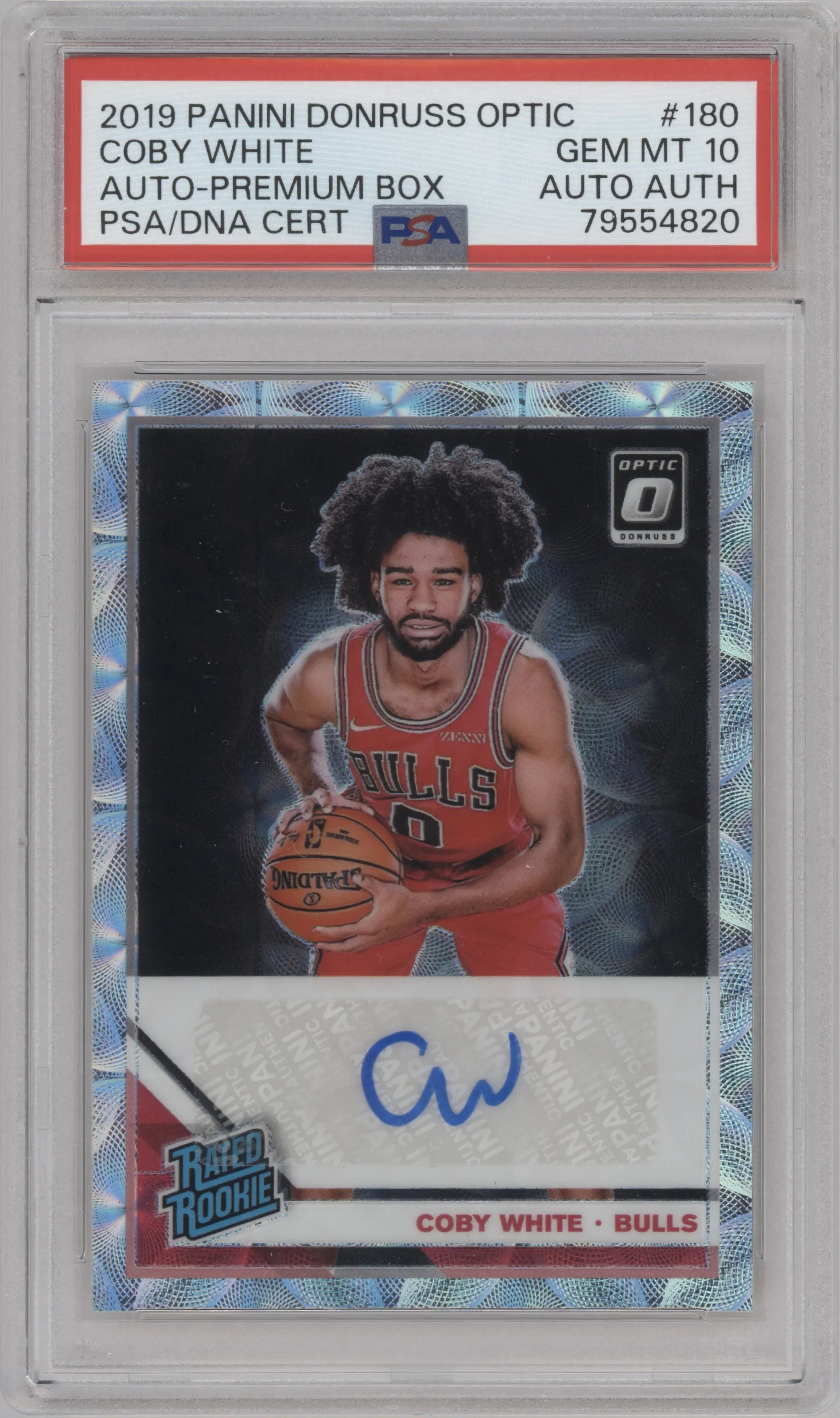 2019 Panini Donruss Optic Rtd.Rke.Sig. Coby White Premium Box #180 PSA 10