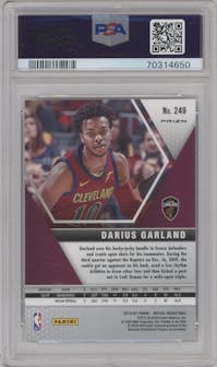 Darius Garland from the 2019-20 Panini Mosaic  set featuring a Fast Break  Silver parallel graded by PSA and given an overall grade of 10.