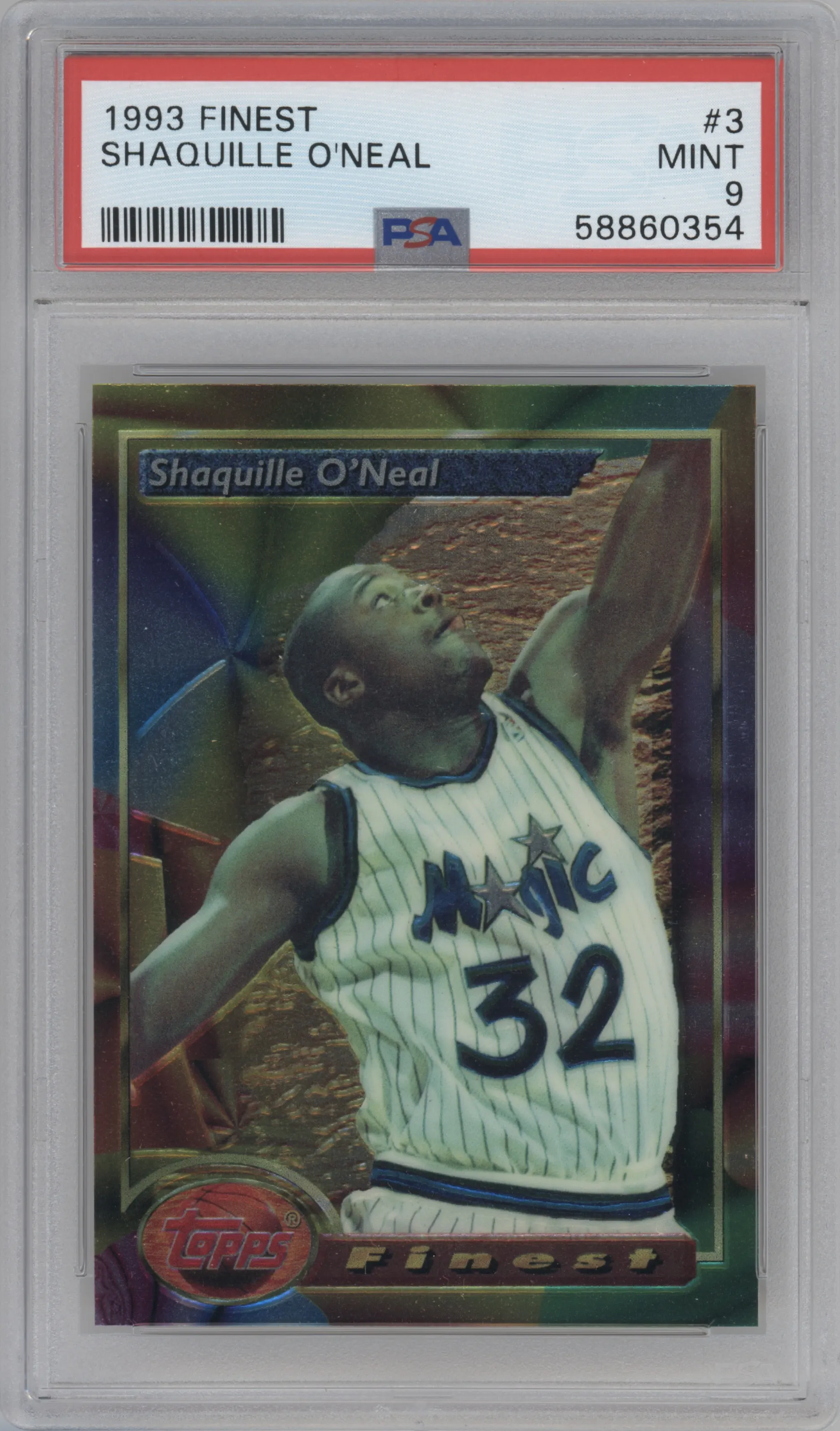 1993 Topps Finest Shaquille O'Neal #3 PSA 9
