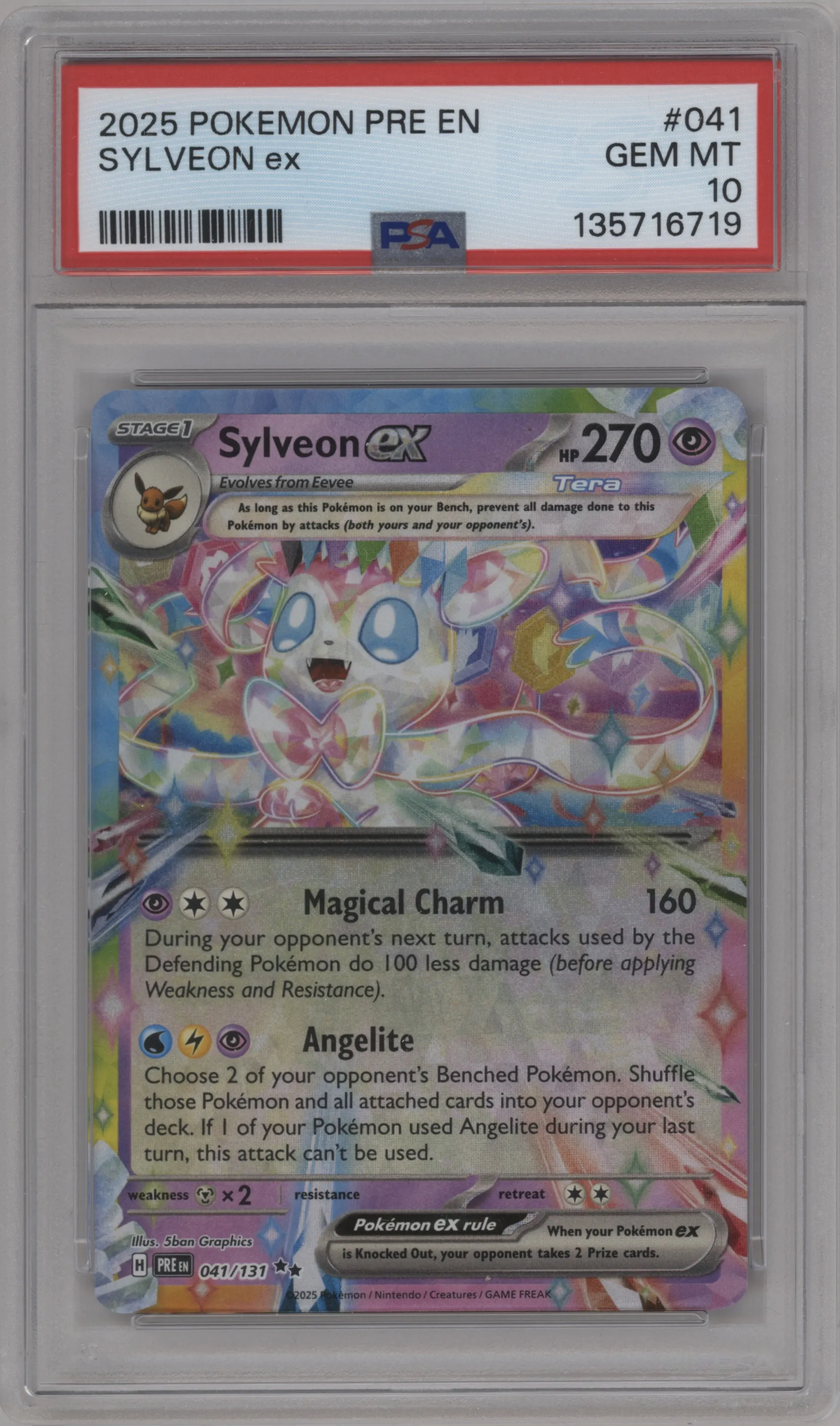 2025 Pokemon SV Prismatic Evolutions Sylveon ex #041 PSA 10