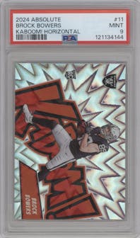 Brock Bowers from the 2024 Panini Absolute set graded by PSA and given an overall grade of 9.