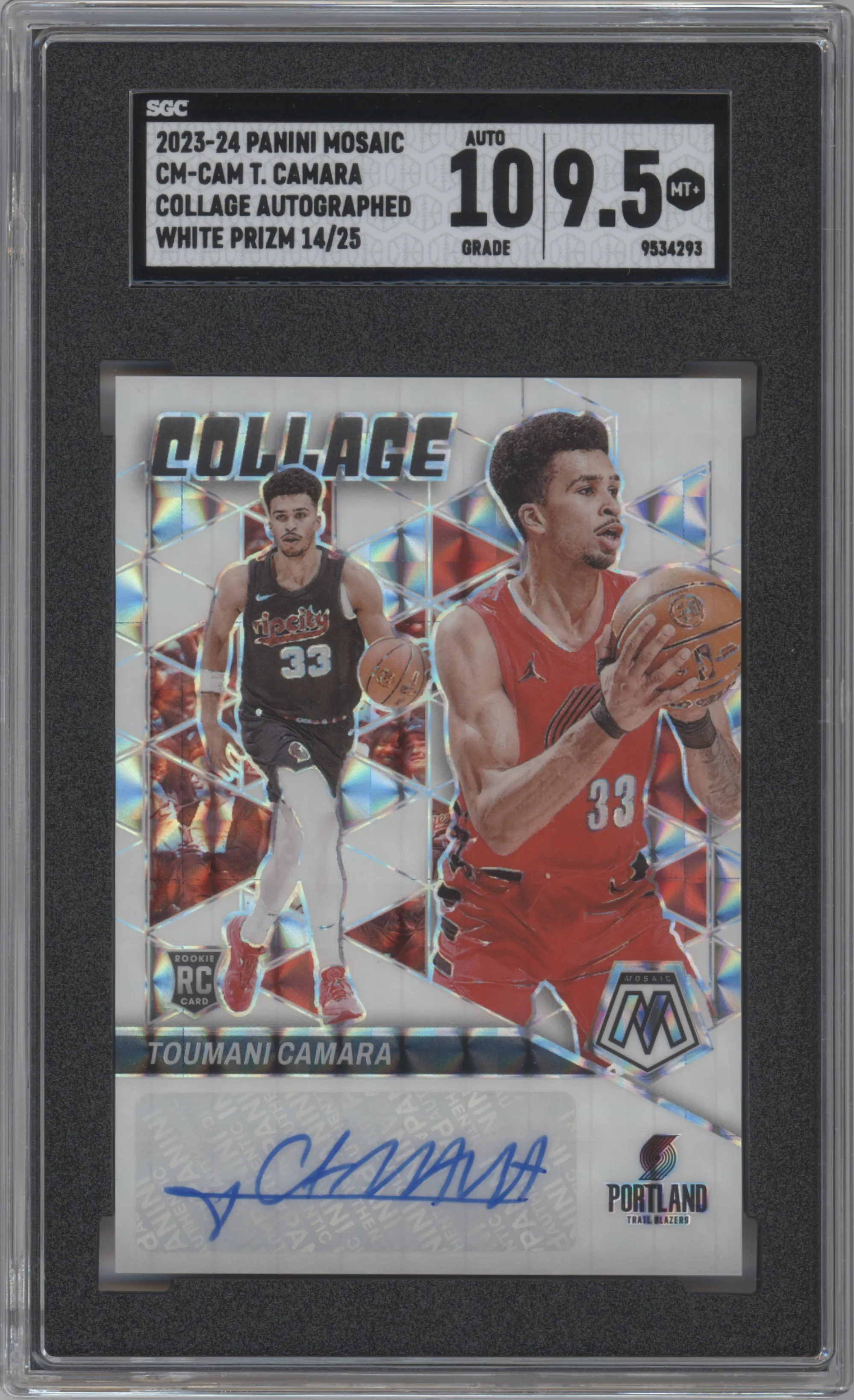 2023 Panini Mosaic Collage Auto Mosaic Toumani Camara White SGC 9.5