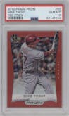 Mike Trout from the 2012 Panini Prizm set featuring a Red Prizm parallel graded by PSA and given an overall grade of 10.