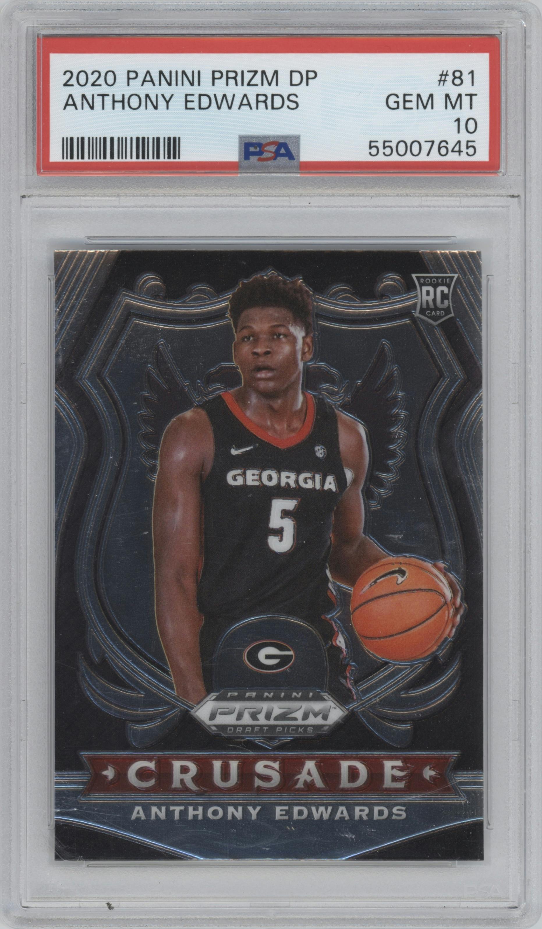Anthony Edwards from the 2020-21 Panini Prizm Draft Picks set graded by PSA and given an overall grade of 10.