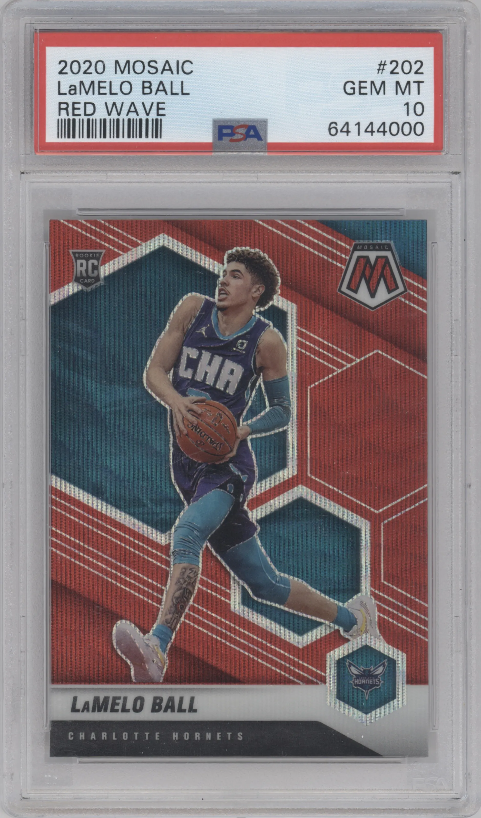 2020 Panini Mosaic LaMelo Ball Red Wave #202 PSA 10