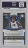 Tyrese Maxey from the 2020-21 Panini Prizm set featuring a Purple Ice parallel graded by PSA and given an overall grade of 8.