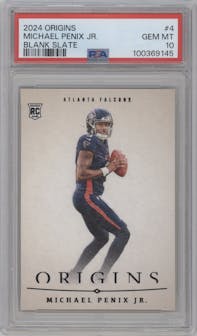 Michael Penix Jr. from the 2024 Panini Origins set graded by PSA and given an overall grade of 10.