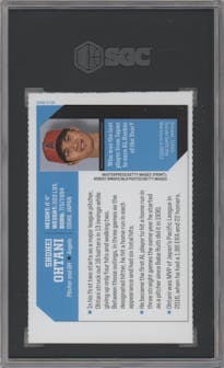 Shohei Ohtani from the 2018 Sports Illustrated For Kids set graded by SGC and given an overall grade of 8.