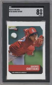 Shohei Ohtani from the 2018 Sports Illustrated For Kids set graded by SGC and given an overall grade of 8.
