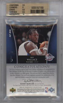 Ben Wallace from the 2004-05 Upper Deck Exquisite Collection set graded by Beckett and given an overall grade of 9.5.