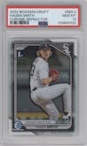 Hagen Smith from the 2024 Bowman Draft set featuring a Refractor parallel graded by PSA and given an overall grade of 10.