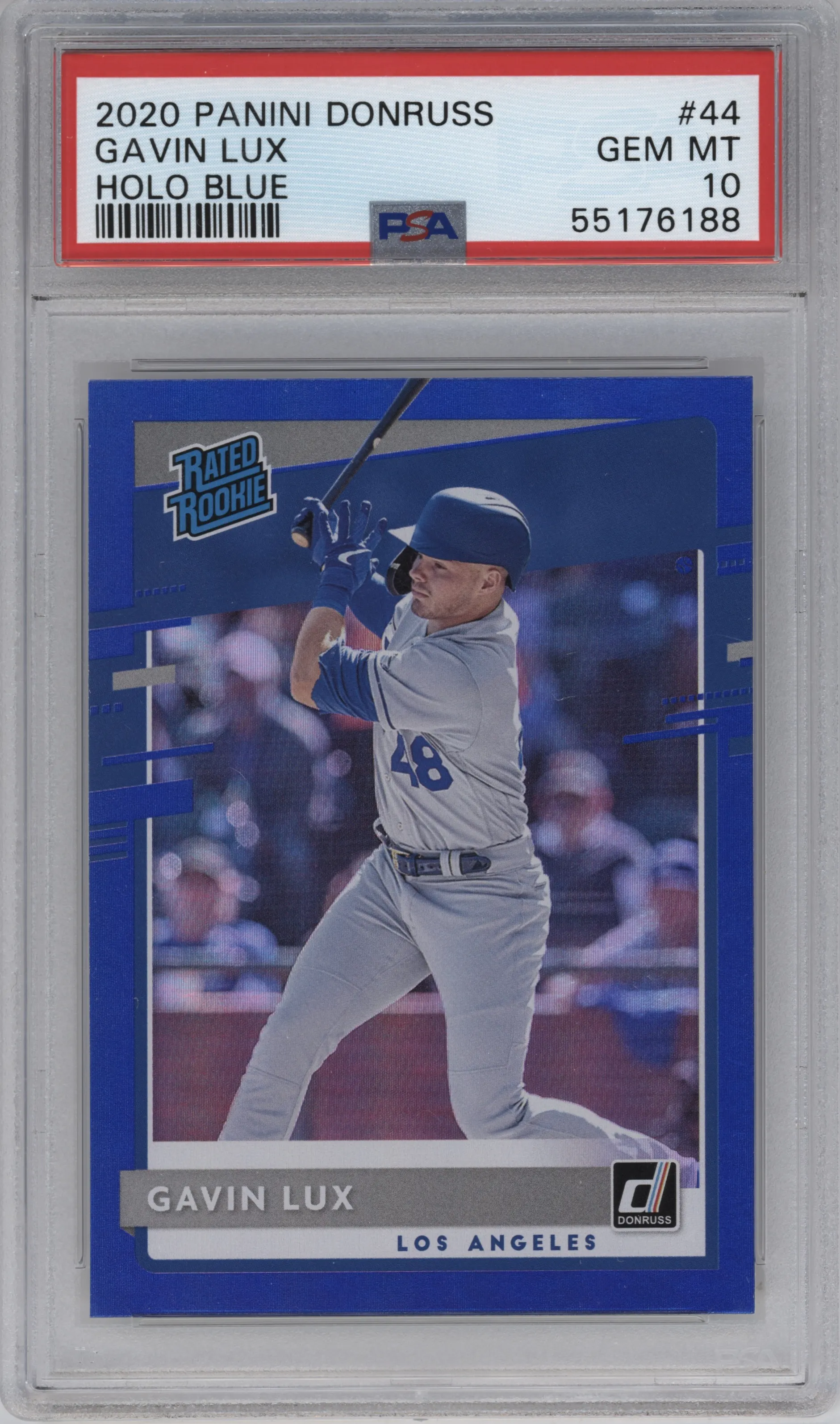 2020 Panini Donruss Rated Rookie Gavin Lux Blue Holo #44 PSA 10