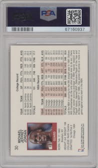 Michael Jordan from the 1991-92 NBA Hoops set graded by PSA and given an overall grade of 10.