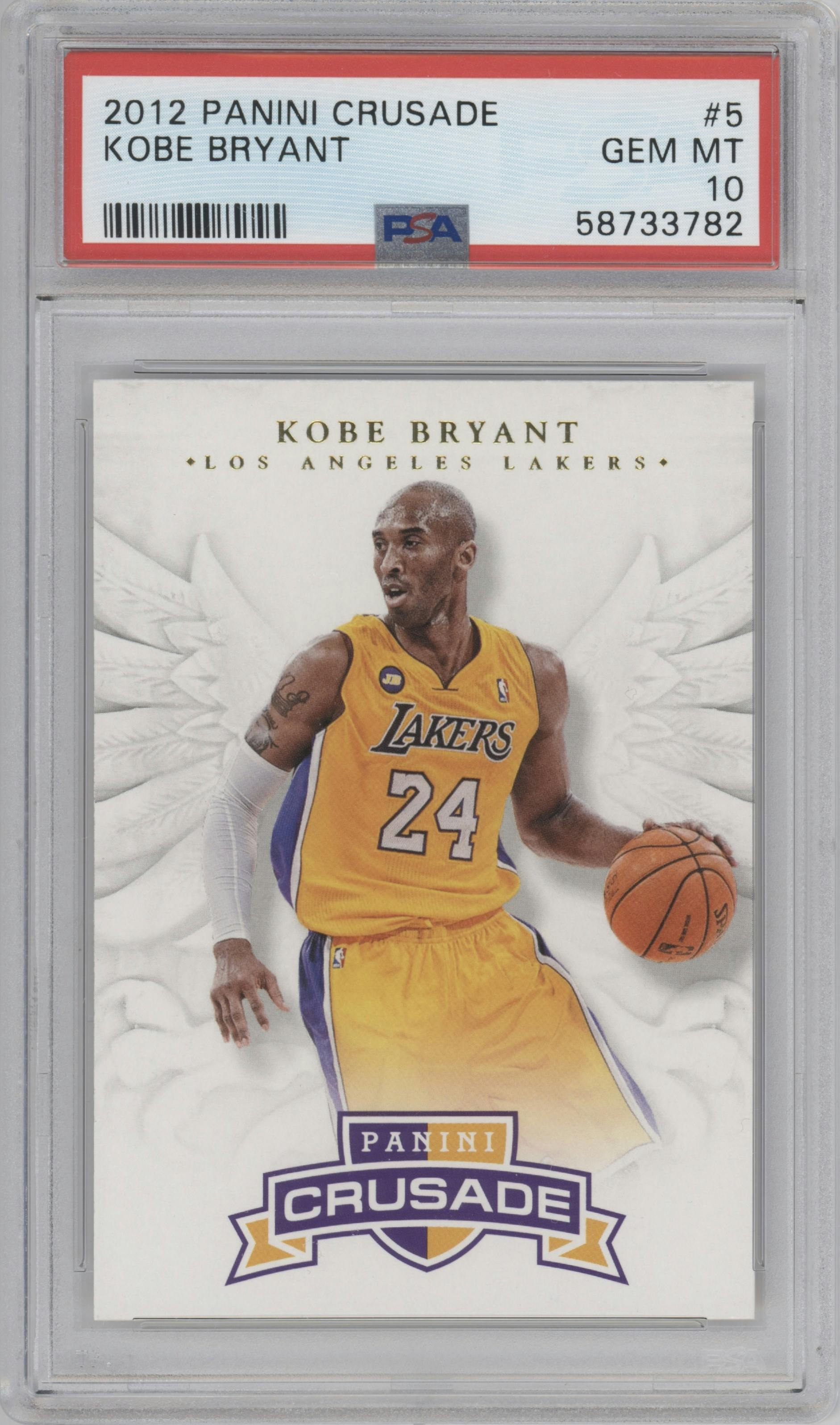 Kobe Bryant from the 2012-13 Panini Crusade set graded by PSA and given an overall grade of 10.