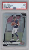 Caleb Williams from the 2024 Panini Prizm set featuring a Silver Prizm parallel graded by PSA and given an overall grade of 9.
