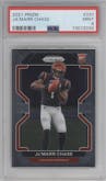 Ja'Marr Chase from the 2021 Panini Prizm set graded by PSA and given an overall grade of 9.