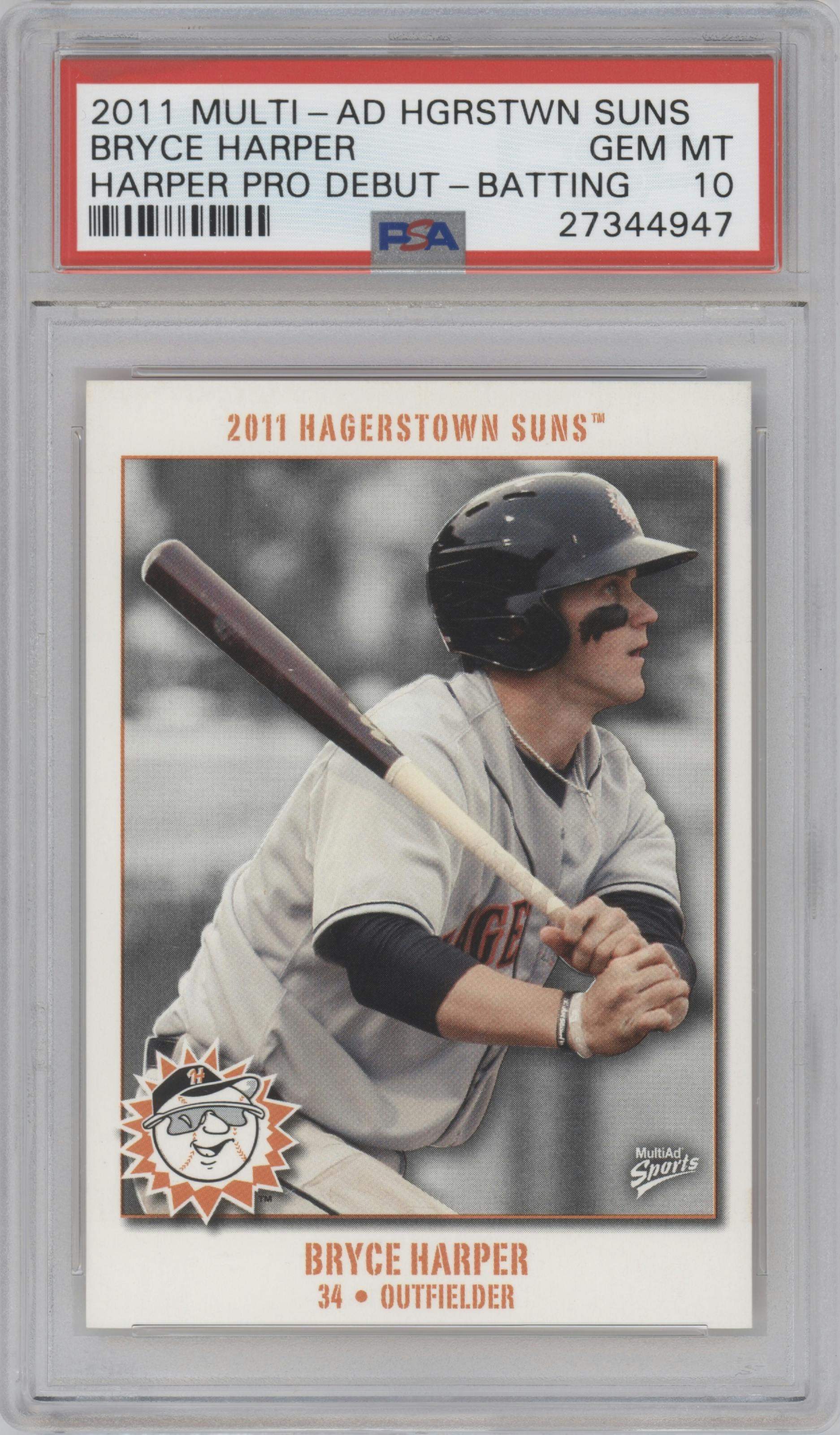 Bryce Harper from the 2011 MultiAd Hagerstown Suns Bryce Harper set graded by PSA and given an overall grade of 10.