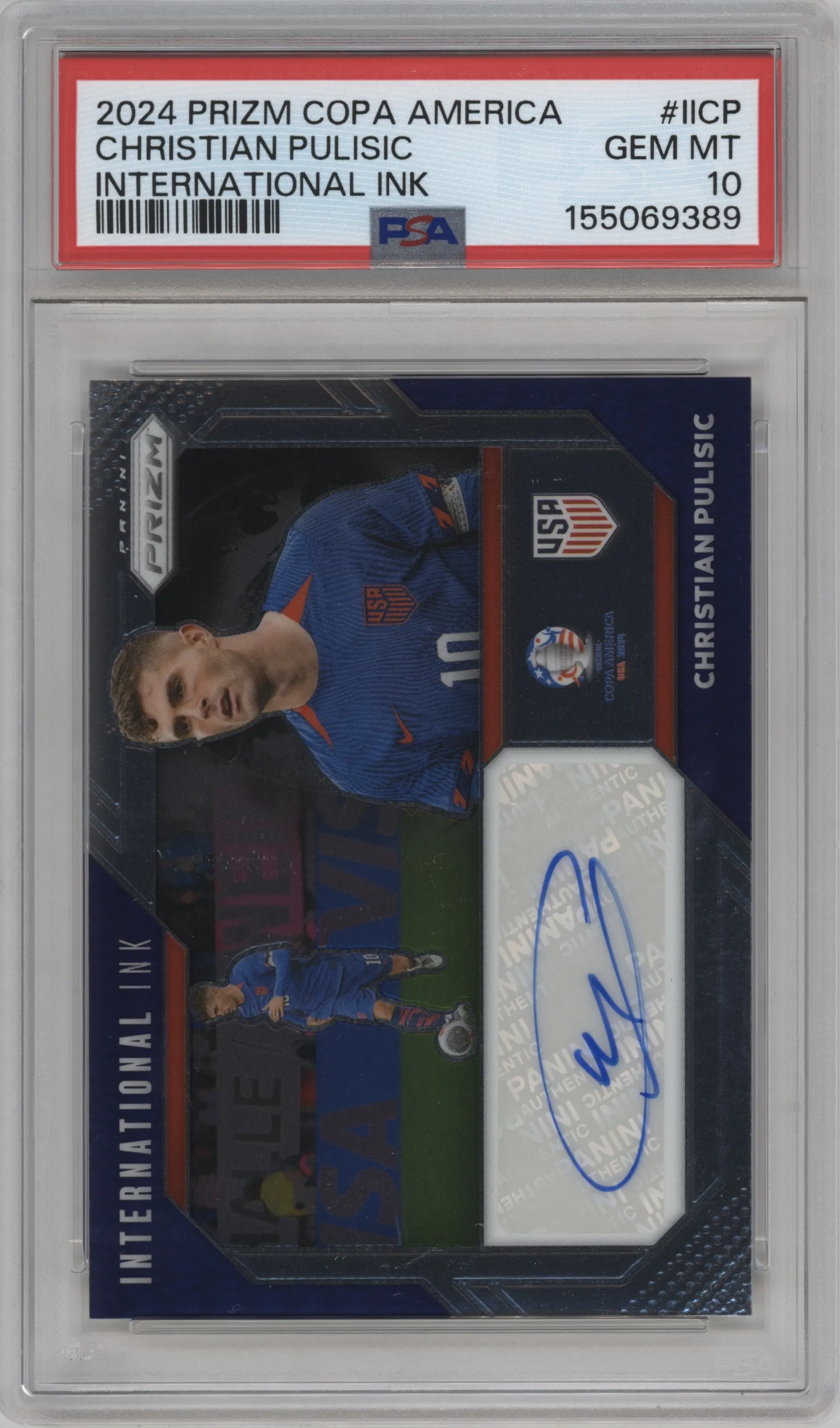 2024 Panini Prizm CONMEBOL Copa America International Ink Christian Pulisic #II-CP PSA 10