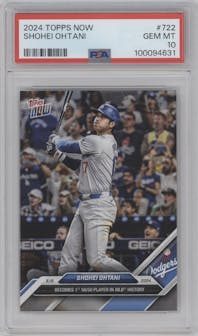 Shohei Ohtani from the 2024 Topps Now set graded by PSA and given an overall grade of 10.