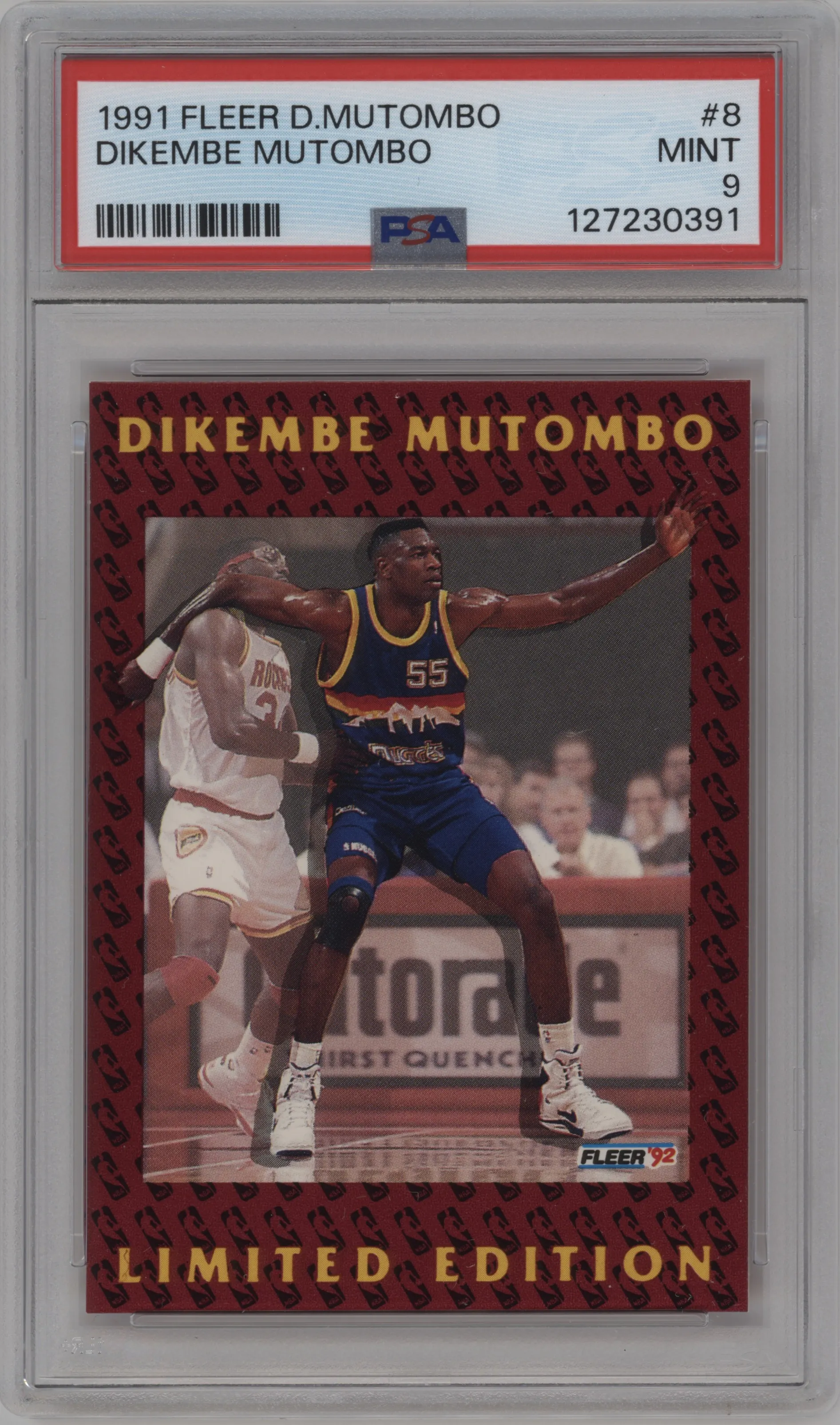 1991 Fleer Dikembe Mutombo Limited Edition Dikembe Mutombo #8 PSA 9