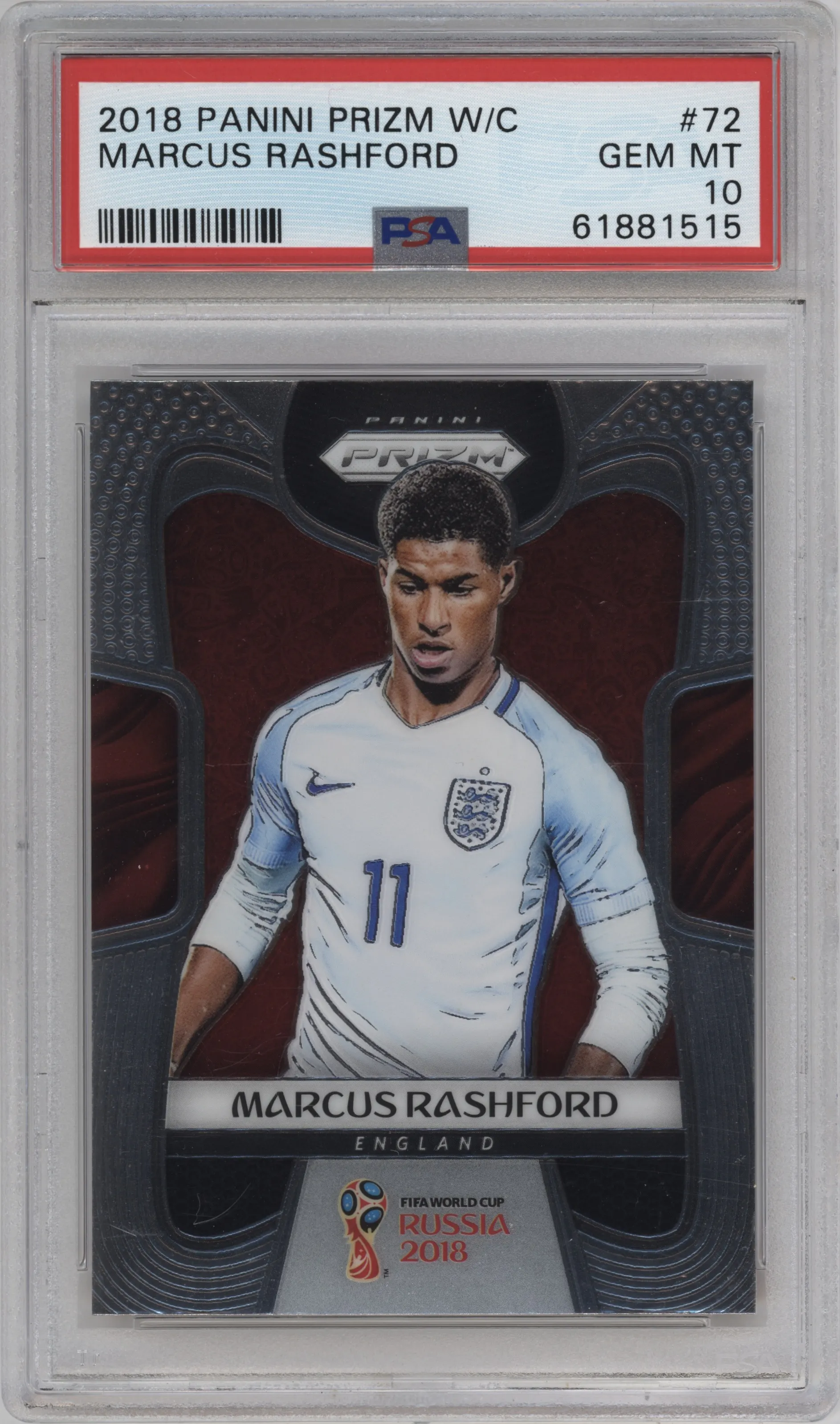 2018 Panini Prizm World Cup Marcus Rashford PSA 10