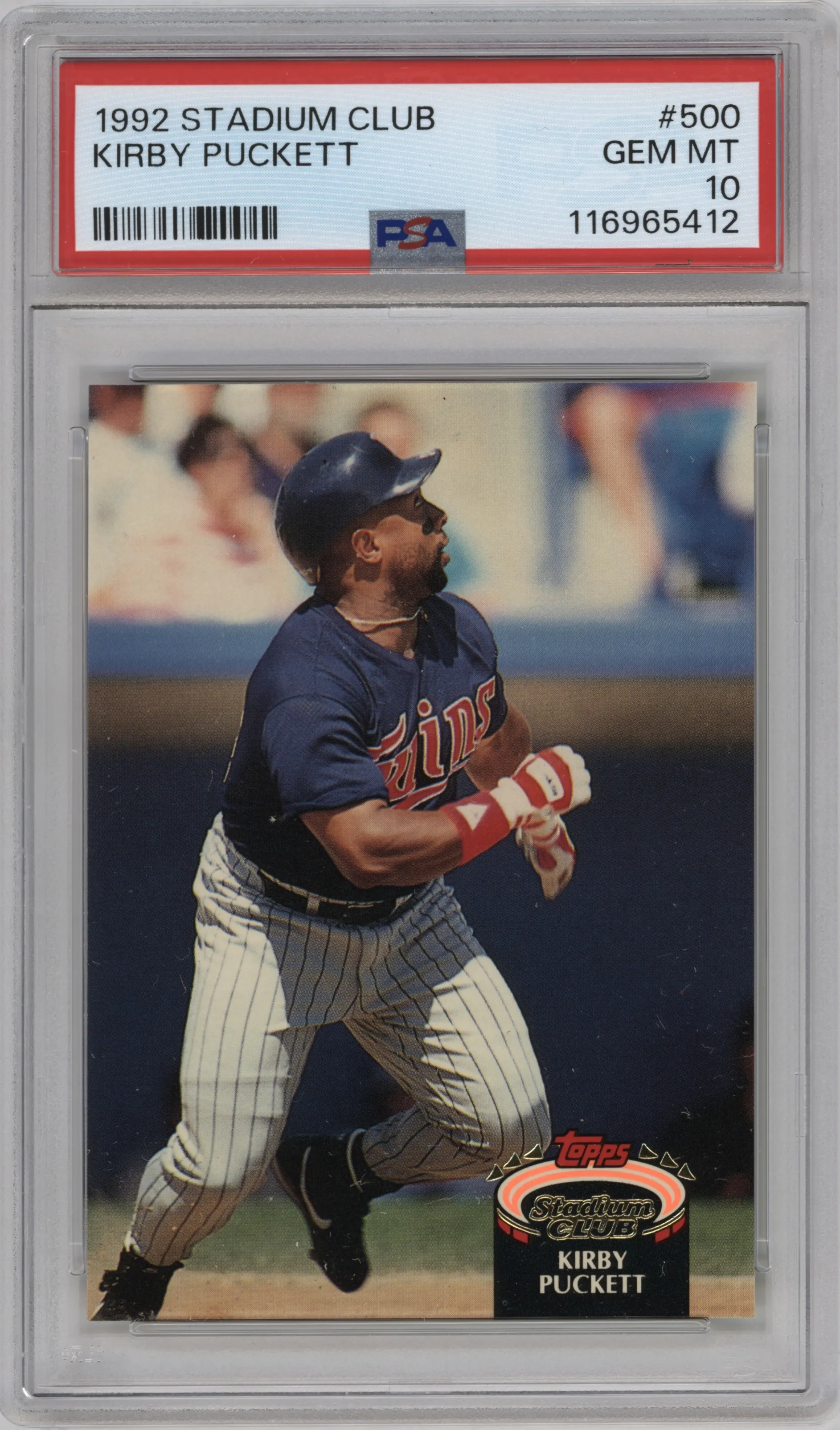 1992 Topps Stadium Club Kirby Puckett #500 PSA 10