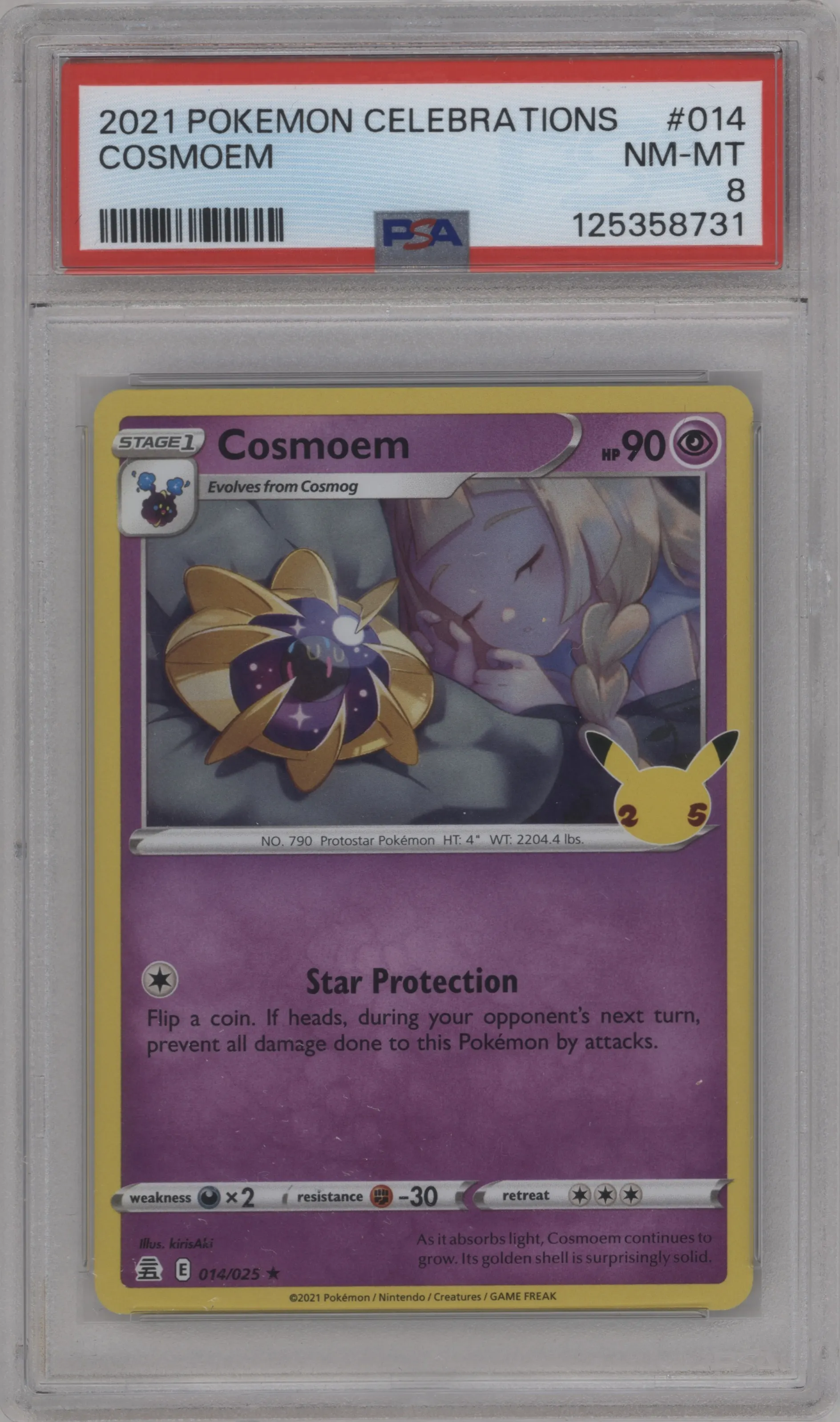2021 Pokemon SWSH Celebrations Cosmoem #014 PSA 8