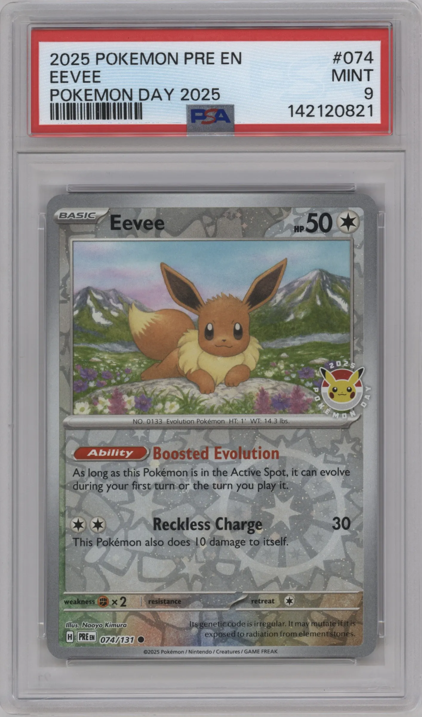 2025 Pokemon SV Prismatic Evolutions Eevee Pokemon Day 2025 #074 PSA 9