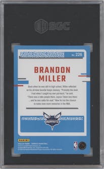 Brandon Miller from the 2023-24 Panini Donruss set featuring a Choice Gold parallel graded by SGC and given an overall grade of 8.5.