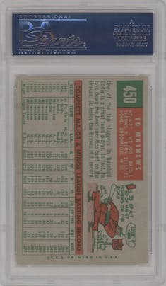 Ed Mathews from the 1959 Topps set graded by PSA and given an overall grade of 7.