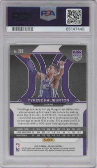 Tyrese Haliburton from the 2020-21 Panini Prizm set graded by PSA and given an overall grade of 9.