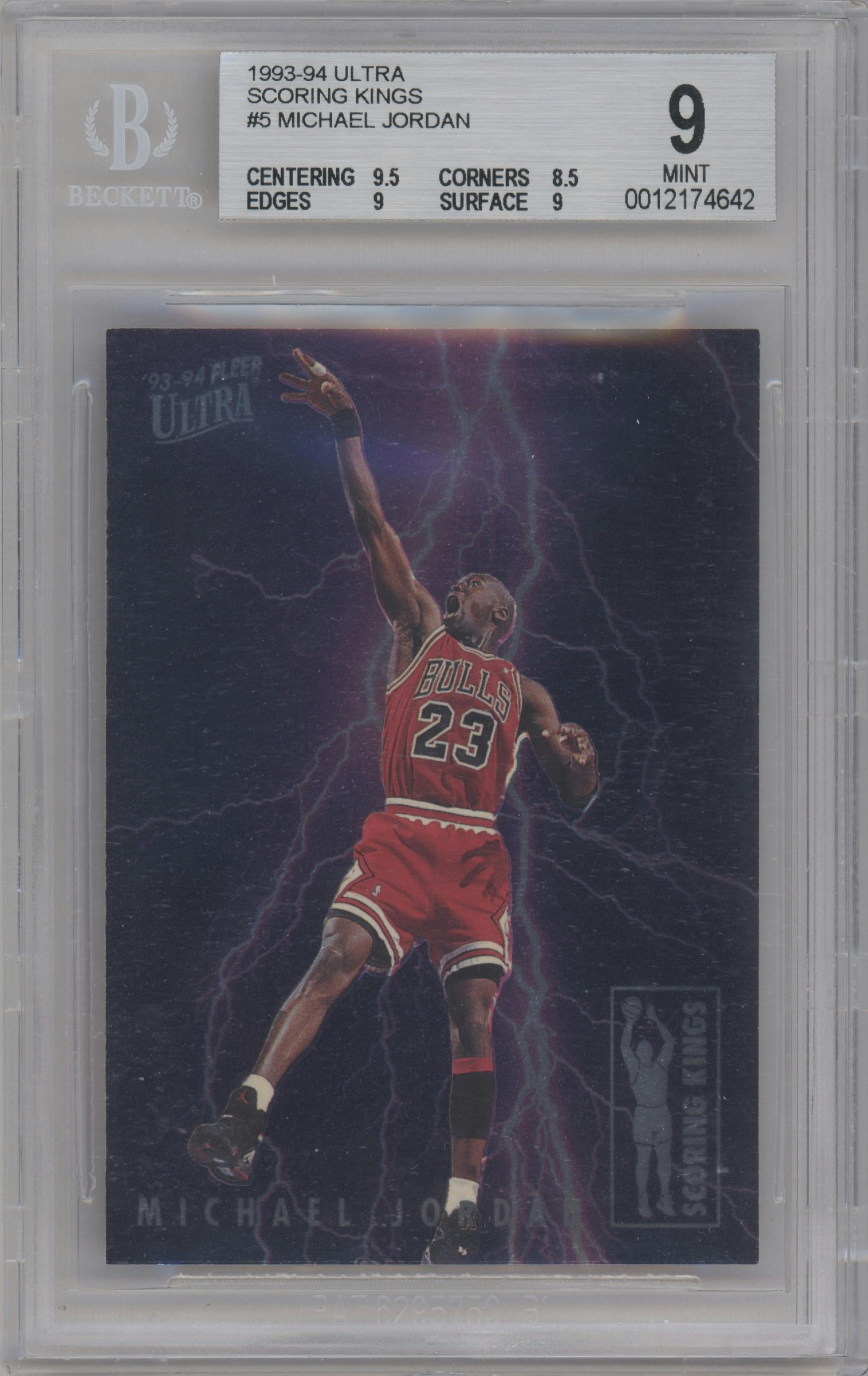 Michael Jordan from the 1993-94 Fleer Ultra set graded by Beckett and given an overall grade of 9.