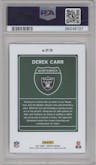 Derek Carr from the 2021 Panini Donruss set graded by PSA and given an overall grade of 10.