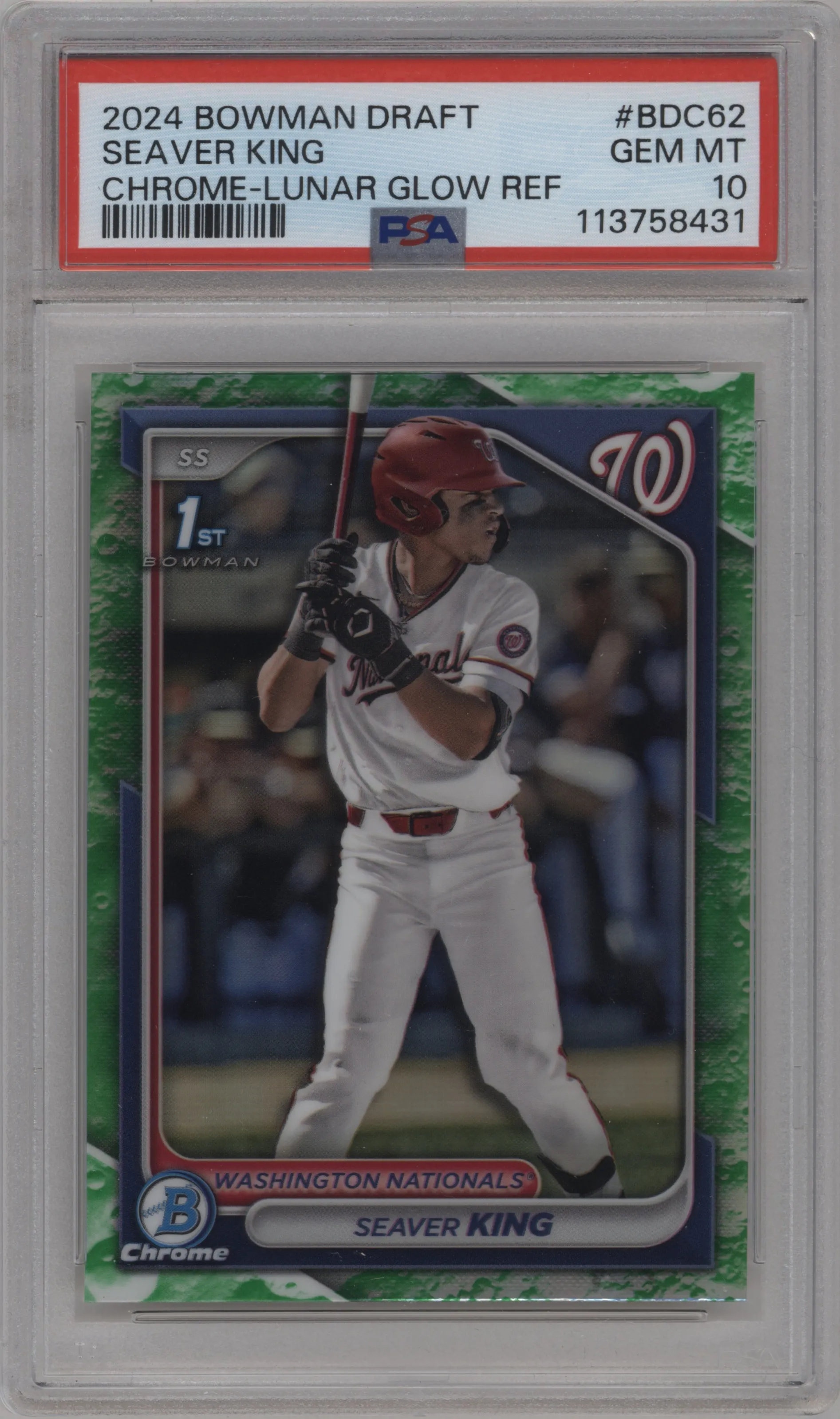 2024 Bowman Draft Chrome Seaver King Lunar Glow Refractor #BDC-62 PSA 10