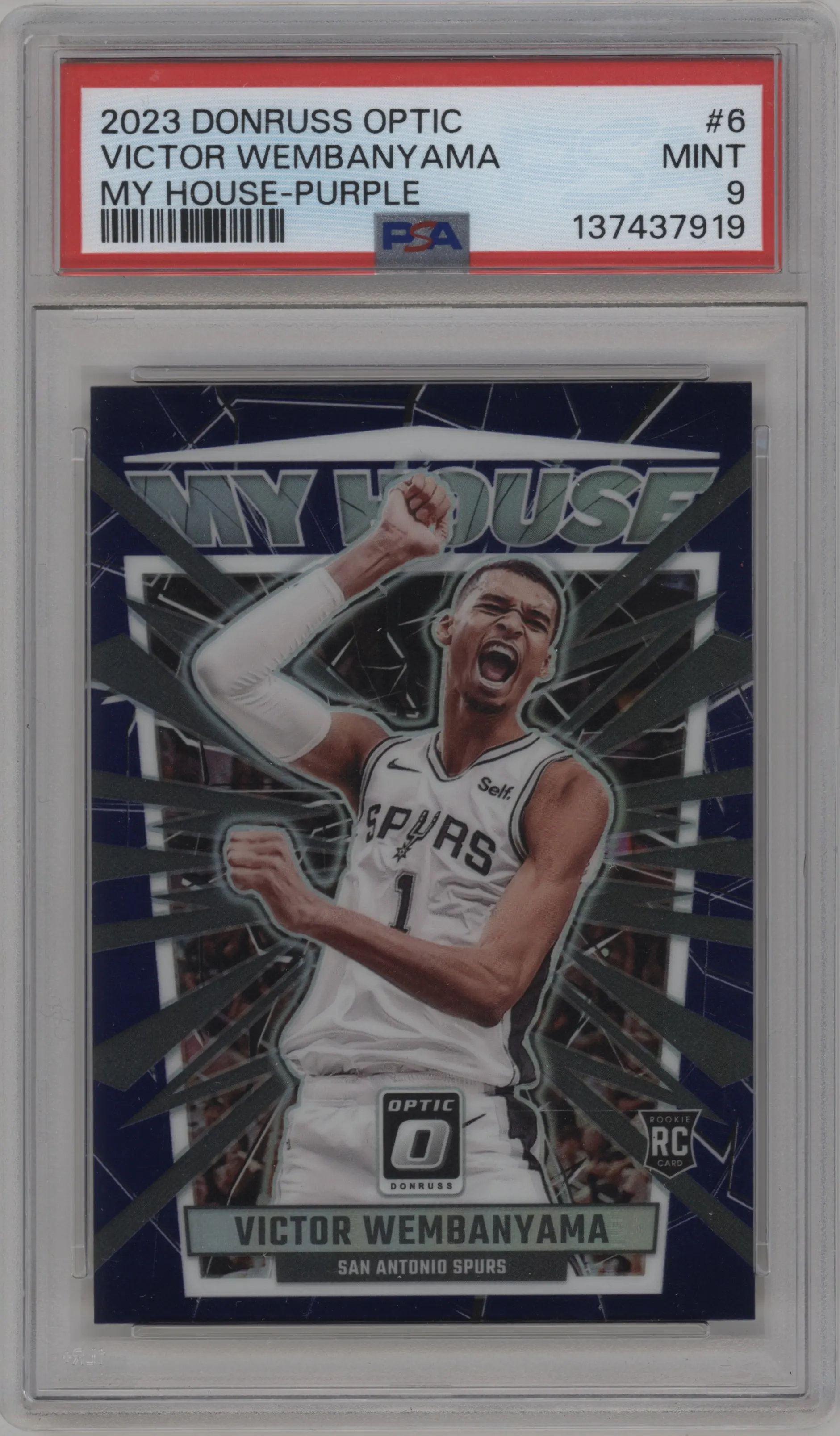 2023 Donruss Optic My House Victor Wembanyama Purple #6 PSA 9