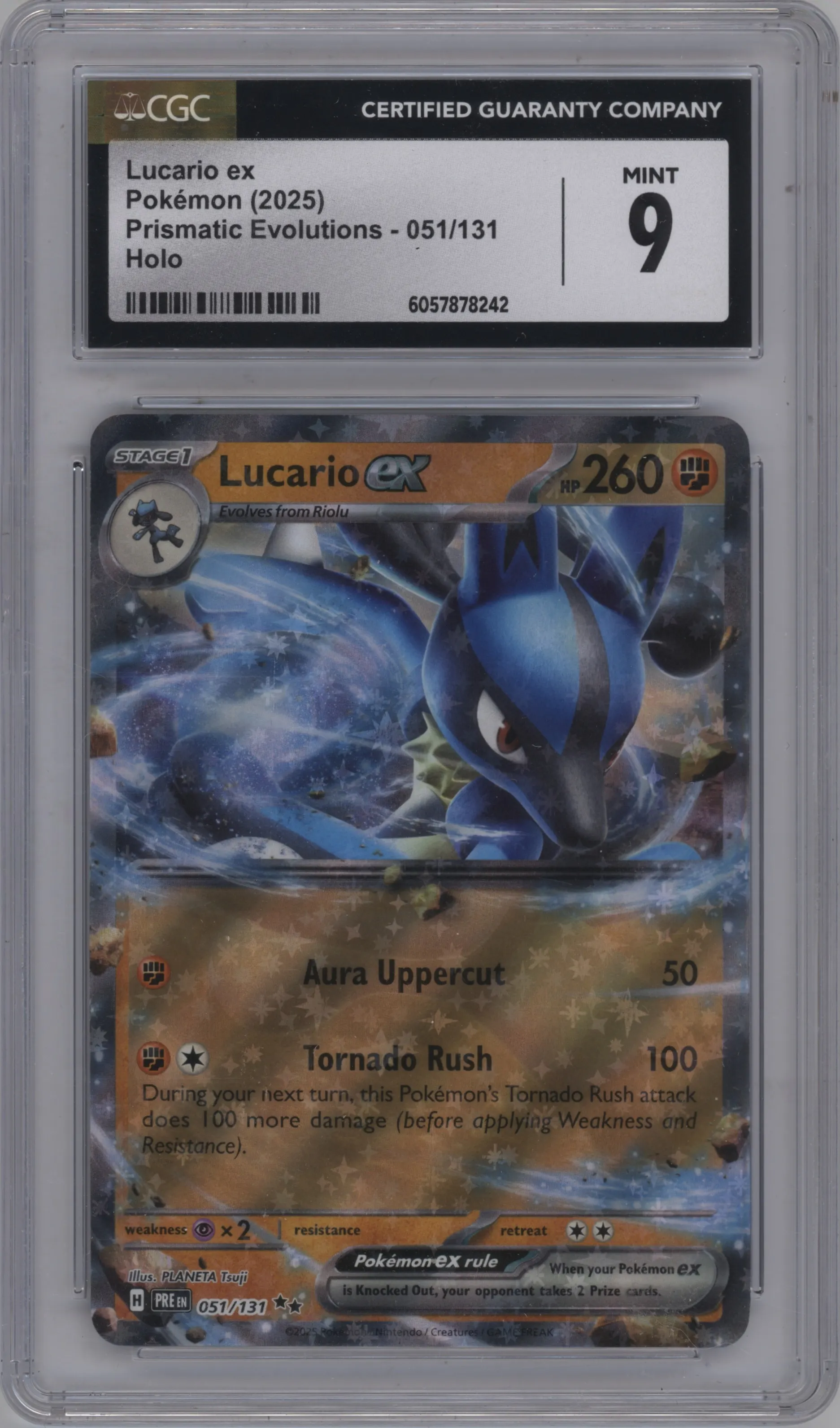 2025 Pokemon SV Prismatic Evolutions Lucario ex #051 CGC 9