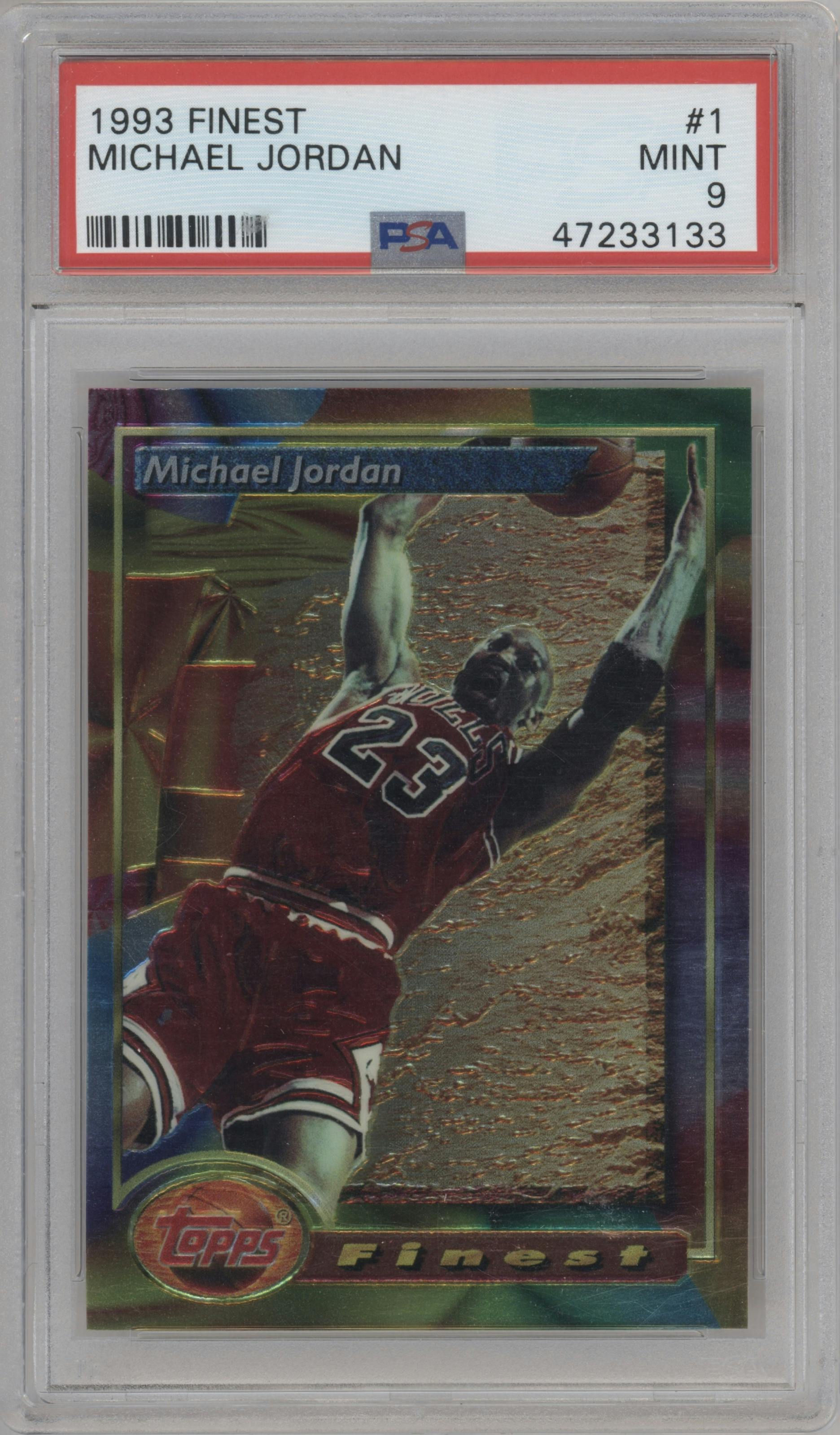 Michael Jordan from the 1993-94 Topps Finest  set graded by PSA and given an overall grade of 9.