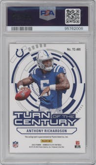Anthony Richardson from the 2023 Donruss Elite set featuring a Orange parallel graded by PSA and given an overall grade of 9.