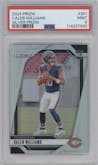 Caleb Williams from the 2024 Panini Prizm set featuring a Silver Prizm parallel graded by PSA and given an overall grade of 9.