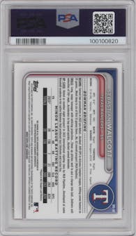 Sebastian Walcott from the 2024 Bowman Mega Box set featuring a Orange Mega Refractors parallel graded by PSA and given an overall grade of 10.