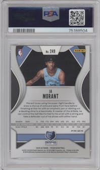 Ja Morant from the 2019-20 Panini Prizm set featuring a Ruby Wave parallel graded by PSA and given an overall grade of 10.