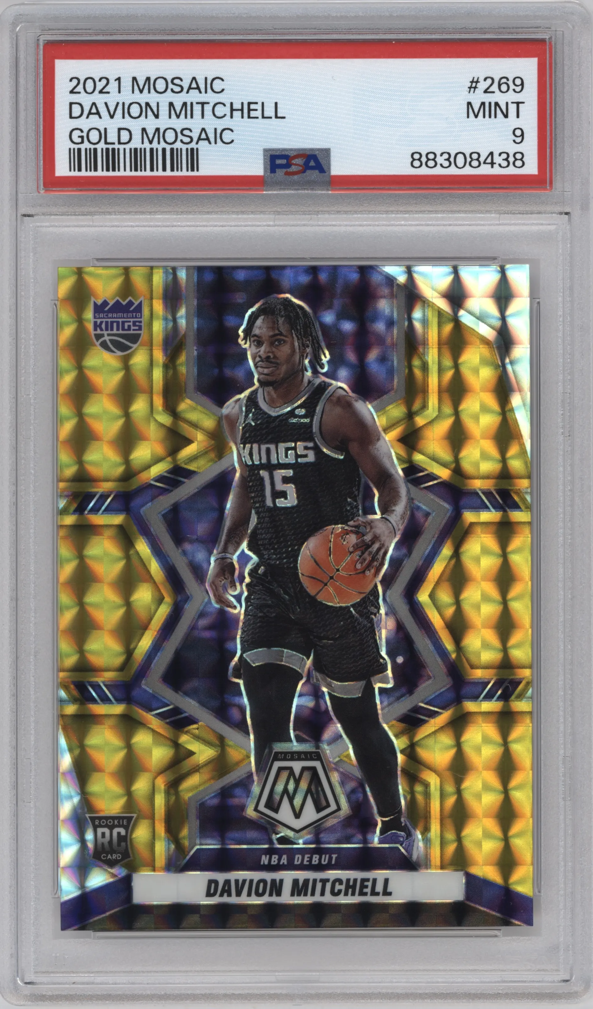 2021 Panini Mosaic Davion Mitchell Gold Mosaic #269 PSA 9